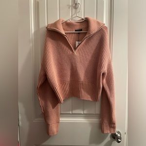 Dynamite Mock Neck Zip Sweater